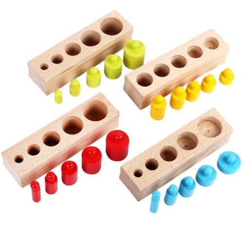 Развивающая игра "Цветные деревянные цилиндры Монтессори" - фото 6176